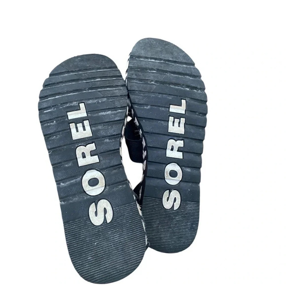 Sorel black leather flat sandal size 8 - Picture 4 of 6